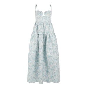 Maison Amory The Windsor Blue Floral Sweetheart Neckline Gown in Morning Dew M